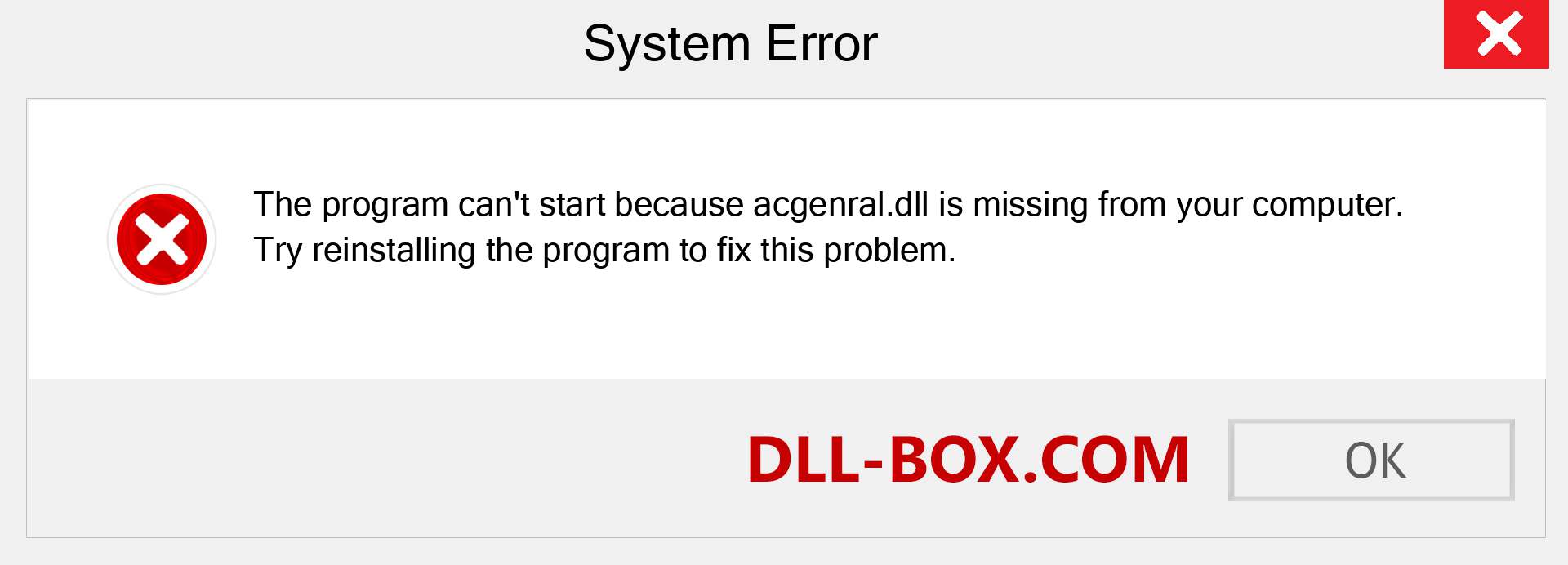  acgenral.dll file is missing?. Download for Windows 7, 8, 10 - Fix  acgenral dll Missing Error on Windows, photos, images